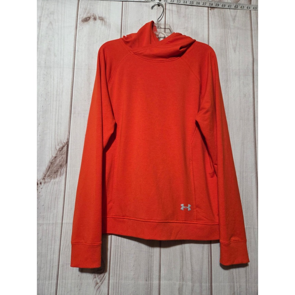 Under Armour Womens 2XL Orange Mesh Lined Pullover Hoodie Loose Fit Athletic